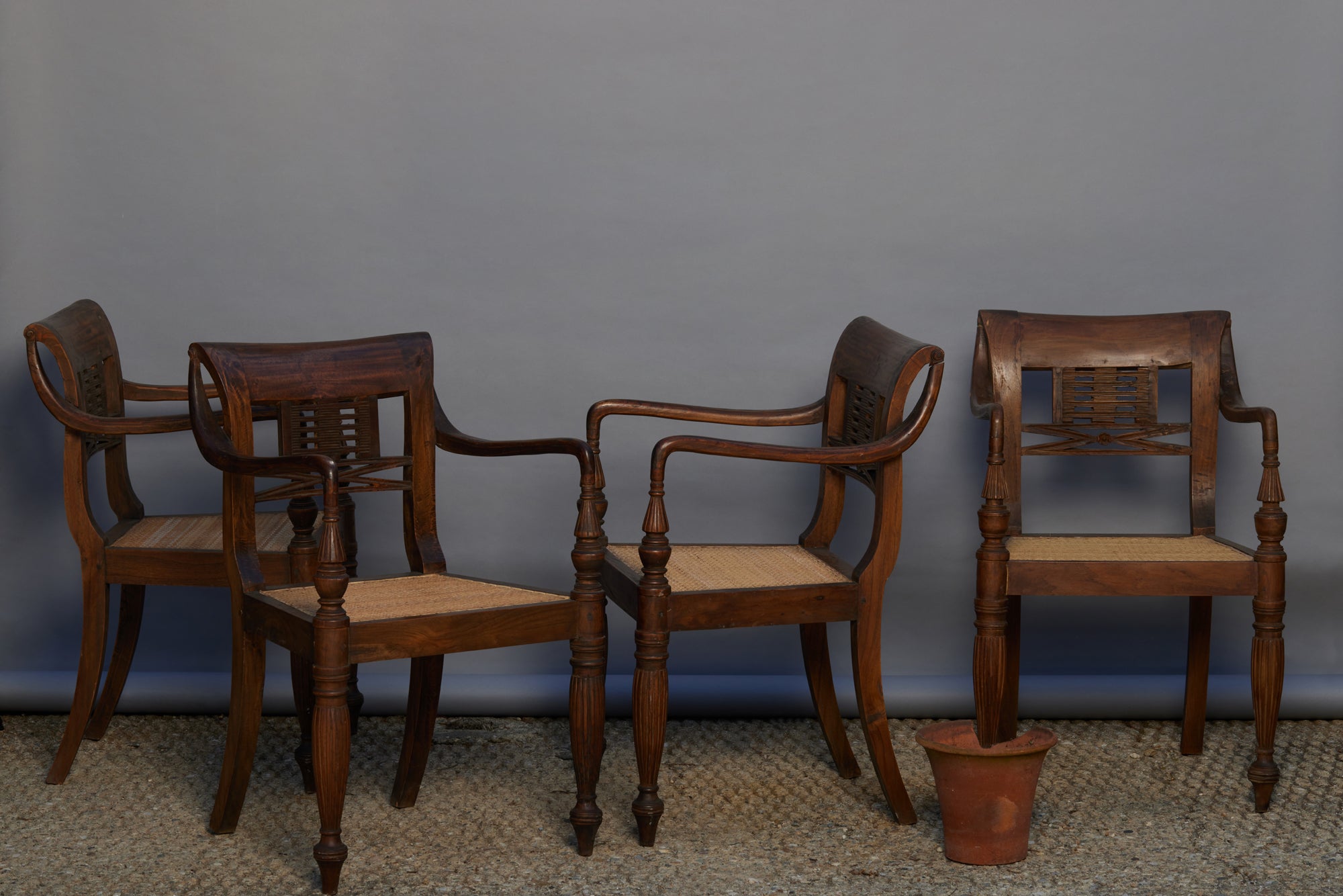 Set of 4 Teak & Rattan Raffles Chairs – Michael Trapp, Inc.