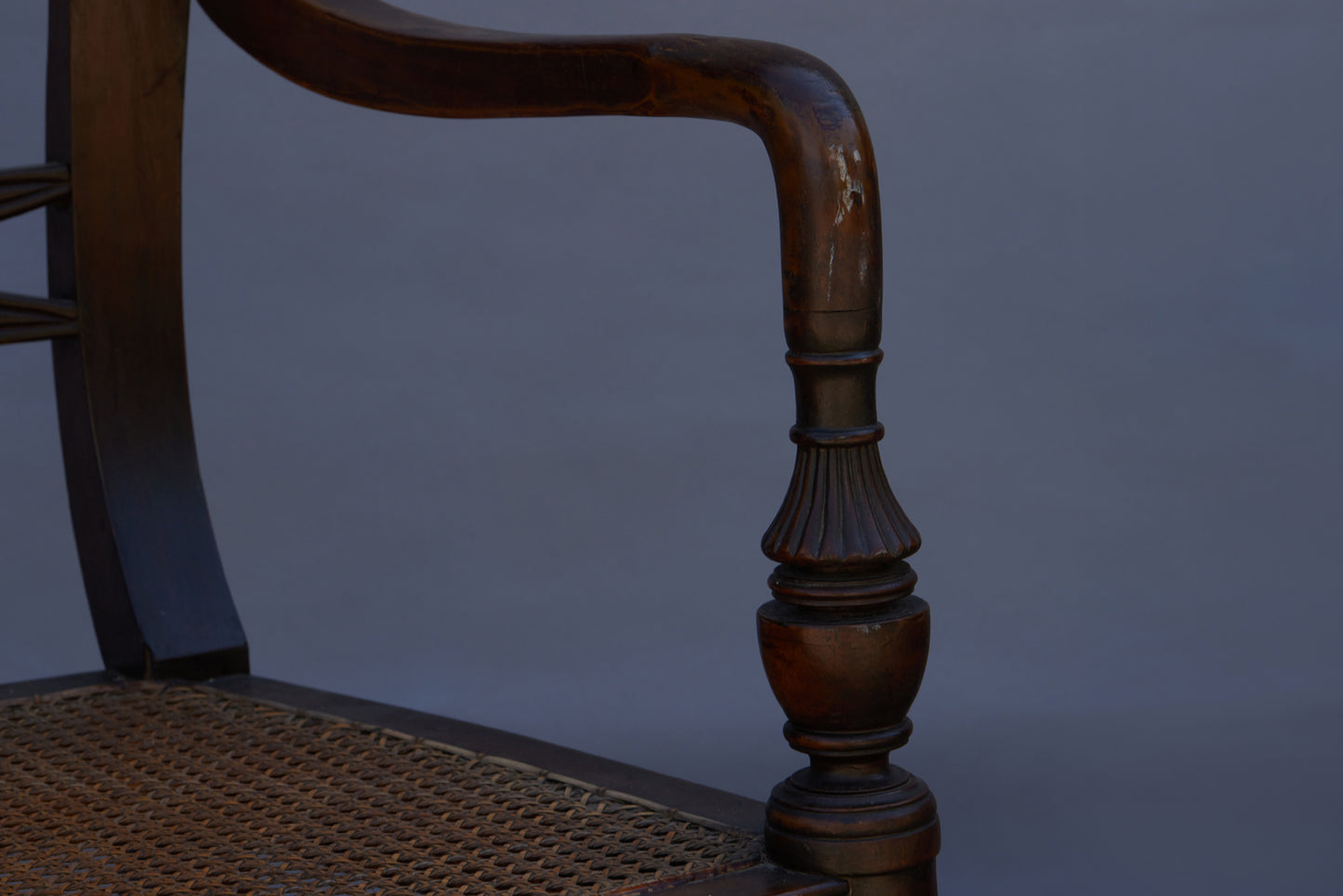 Pair of Rare 19th C. Teak & Rattan Ladder-back Raffles Chairs