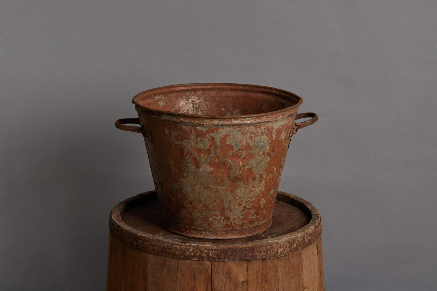 Early 20th Century 2 Handled Traces of Old Red Portuguese Farm Pail