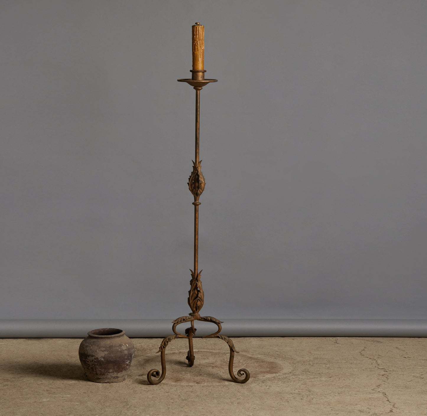 1940's Gilt Iron Spanish Floor Lamp