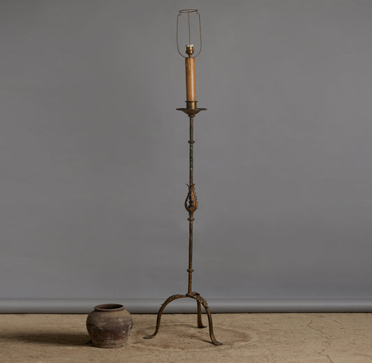 1940's Spanish Gilt Iron Floor Lamp