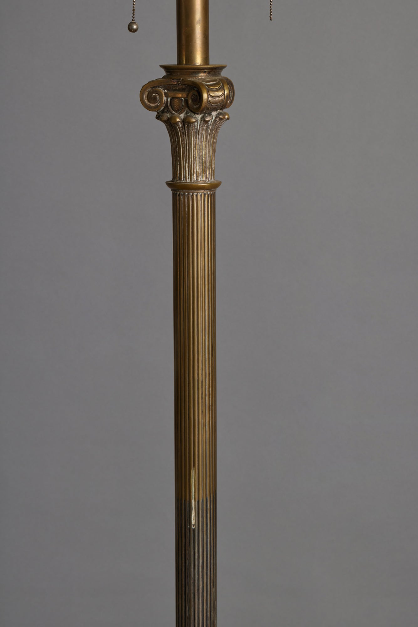 Worn Silver Plated Spanish Adjustable Floor Lamp with Corinthian Capitol