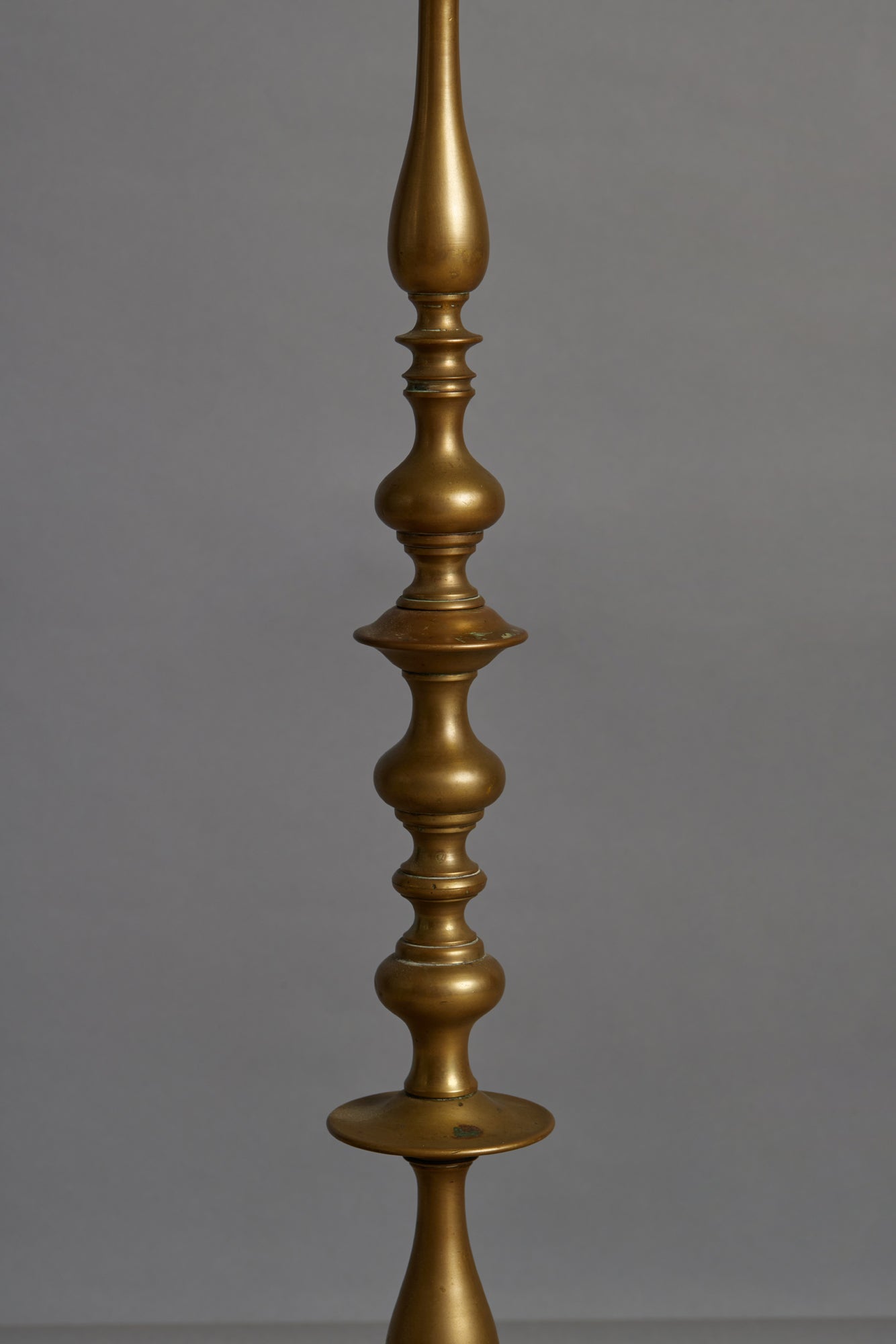 Heavy Turned Brass 1930's Spanish Floor Lamp with Gooseneck