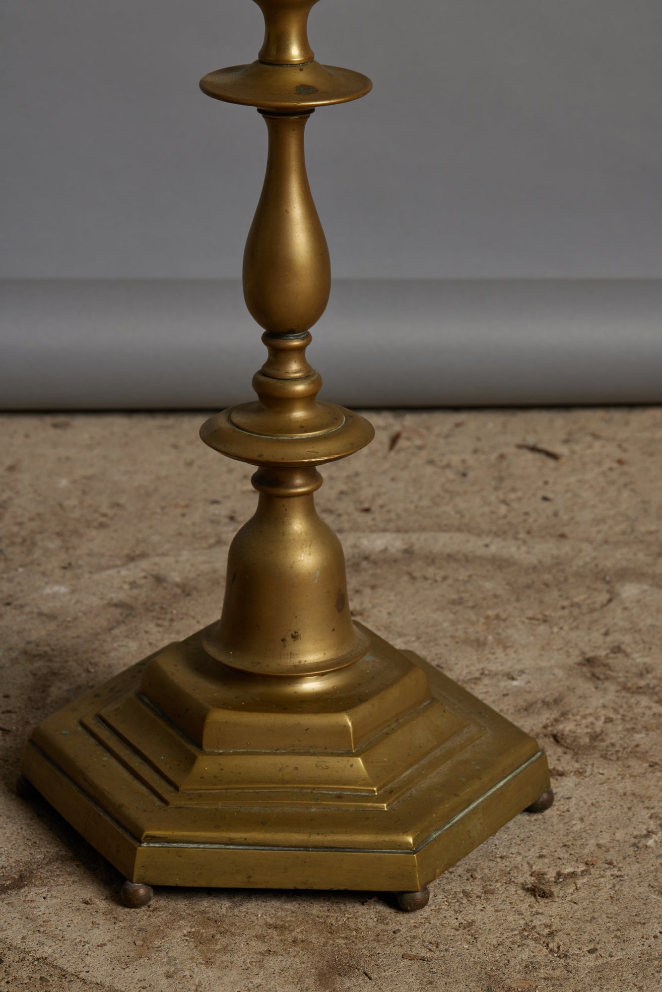 Heavy Turned Brass 1930's Spanish Floor Lamp with Gooseneck