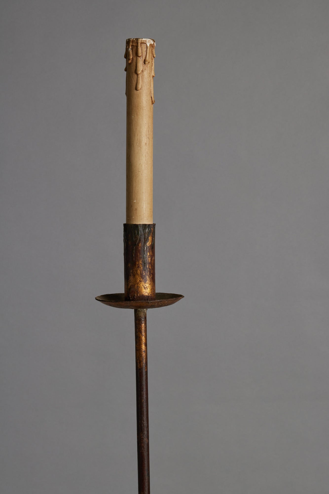 1940's Gilt Iron Spanish Floor Lamp in the Shape of an Altar Stick