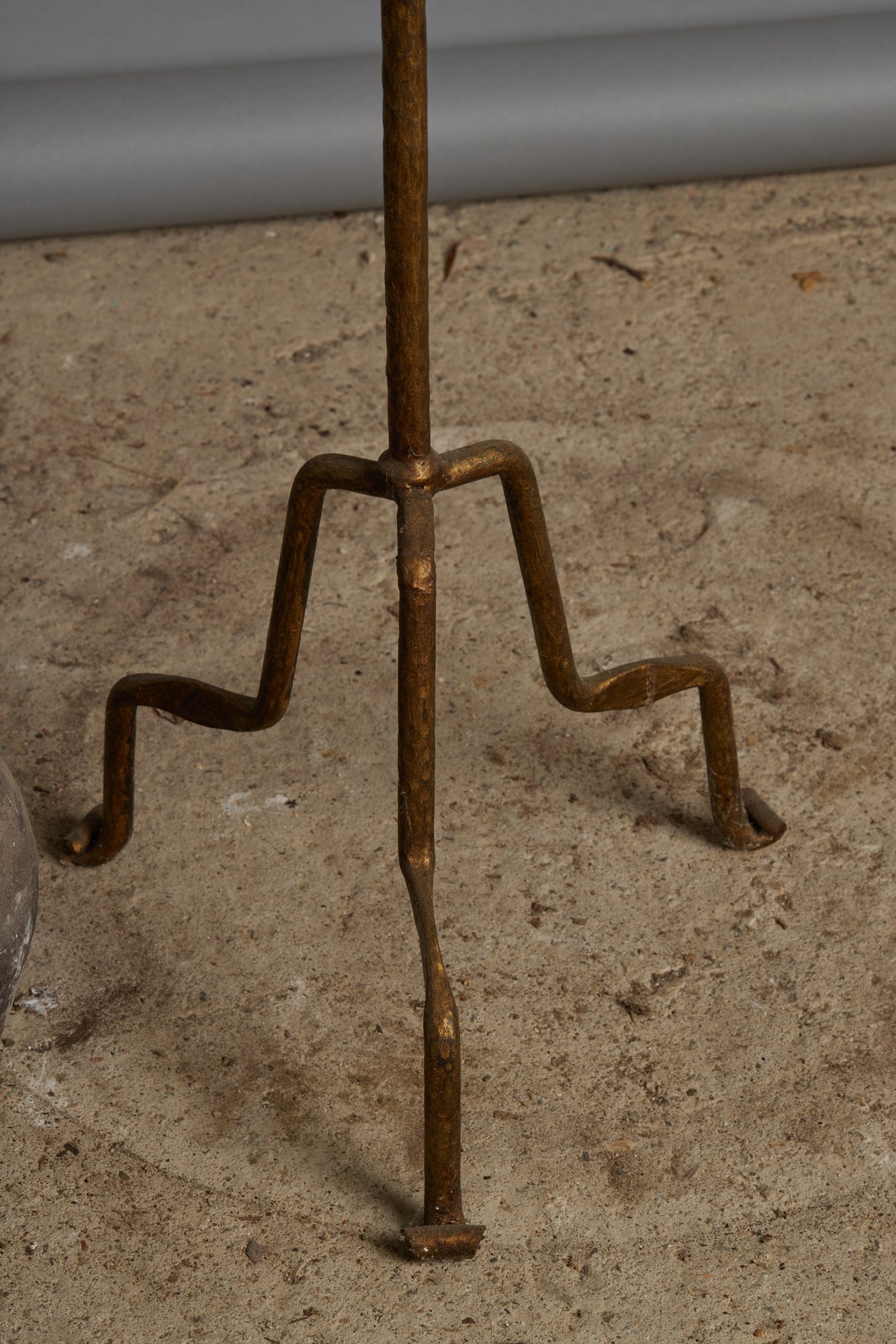 Simple Gilt Iron Spanish Floor Lamp with a Twisted Base