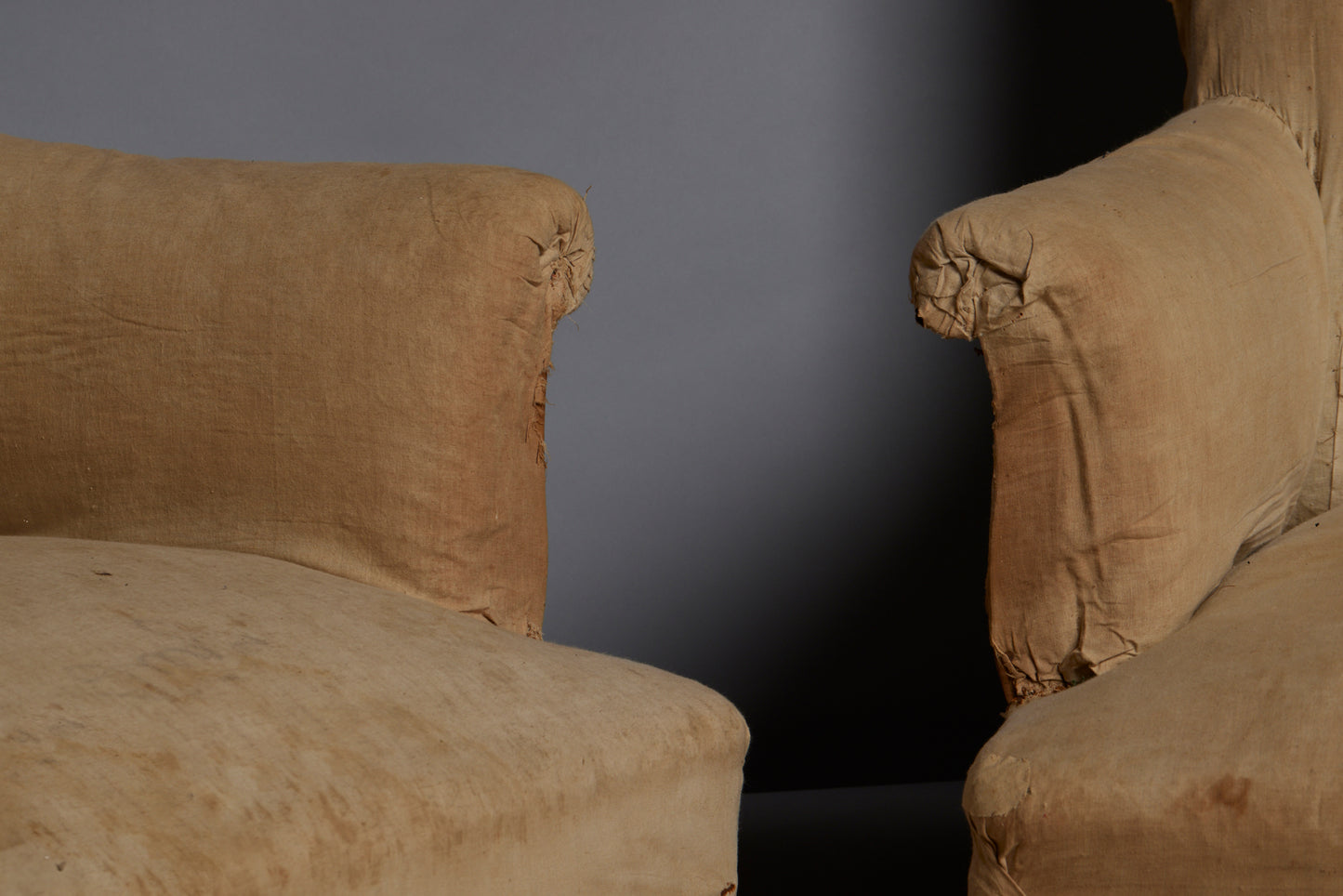 Edwardian Upholstered Armchair with Slightly Flared Arms & Rounded Shoulders