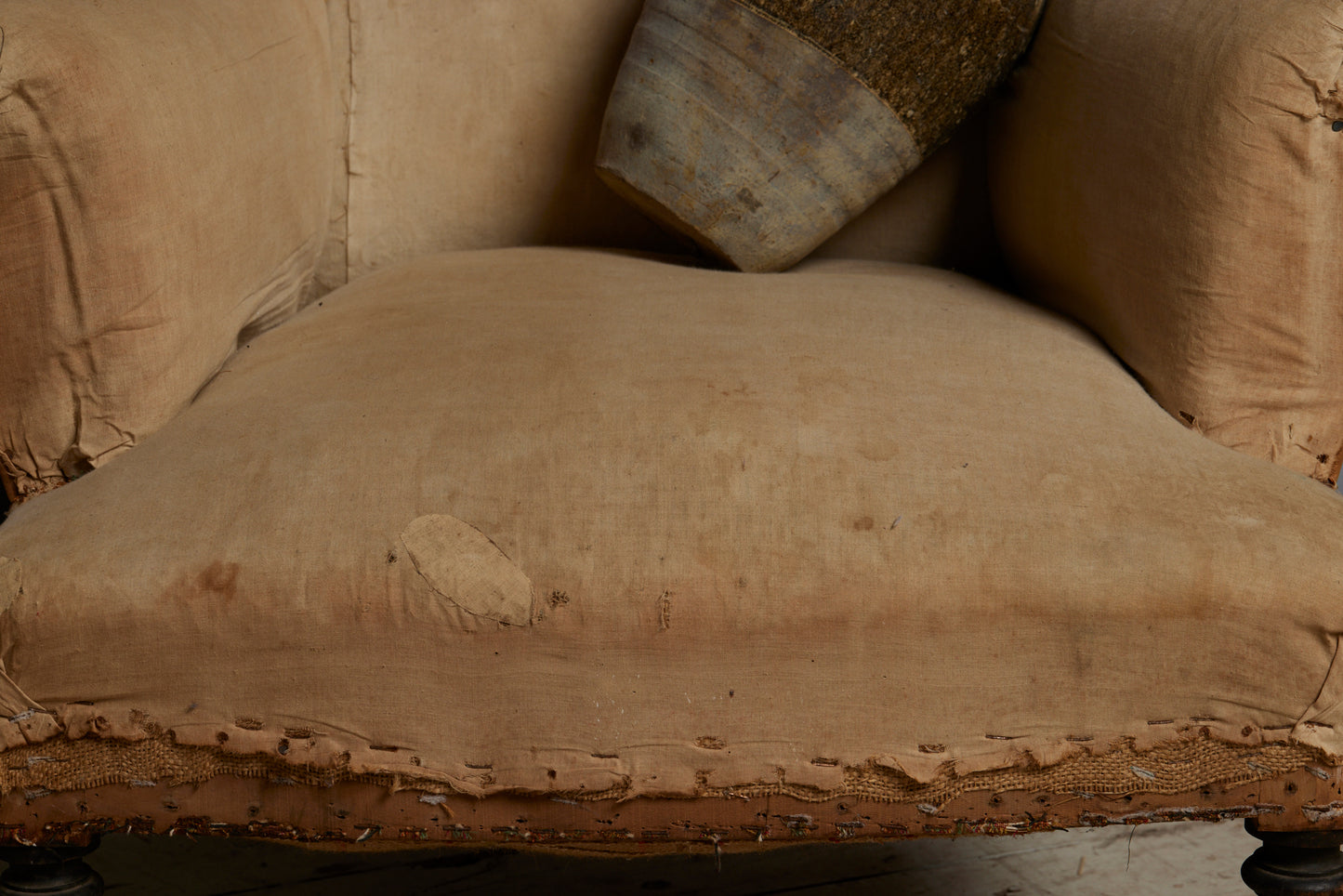 Edwardian Upholstered Armchair with Slightly Flared Arms & Rounded Shoulders