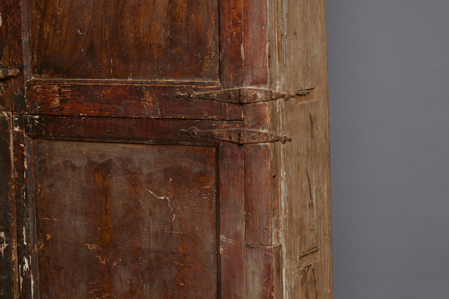17th Century Spanish 6 Door Monastery Cabinet on Shoe Feet with Faux Bois Painted Finish