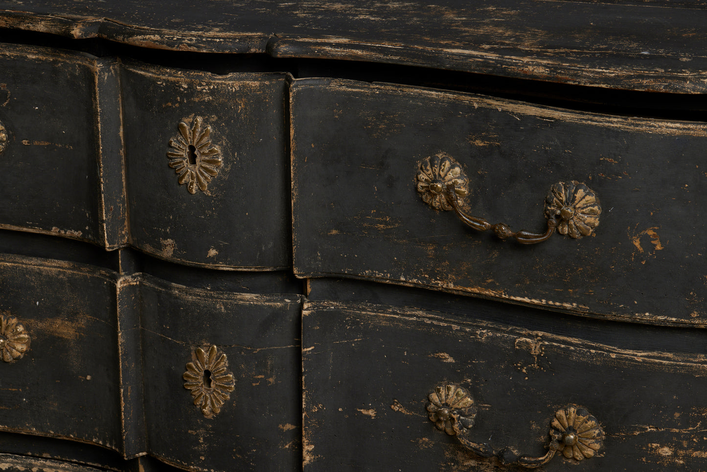 18th Century Three Drawer Provencal Walnut Chest in Old Black Paint