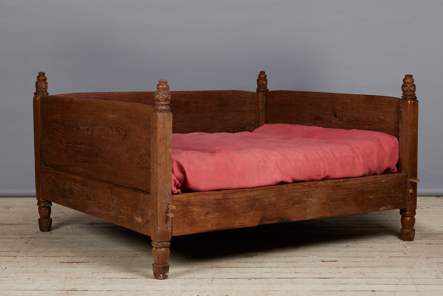 Mid to Late 19th Cent. Javanese Queen Size Teak Bed with a Hidden Compartment for Valuables