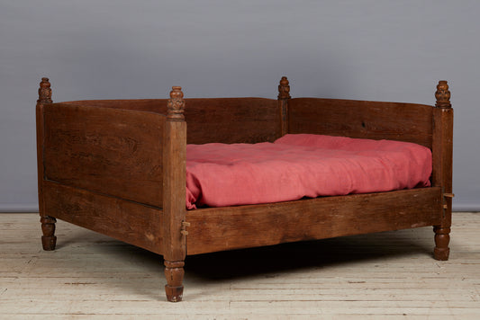 Mid to Late 19th Cent. Javanese Queen Size Teak Bed with a Hidden Compartment for Valuables