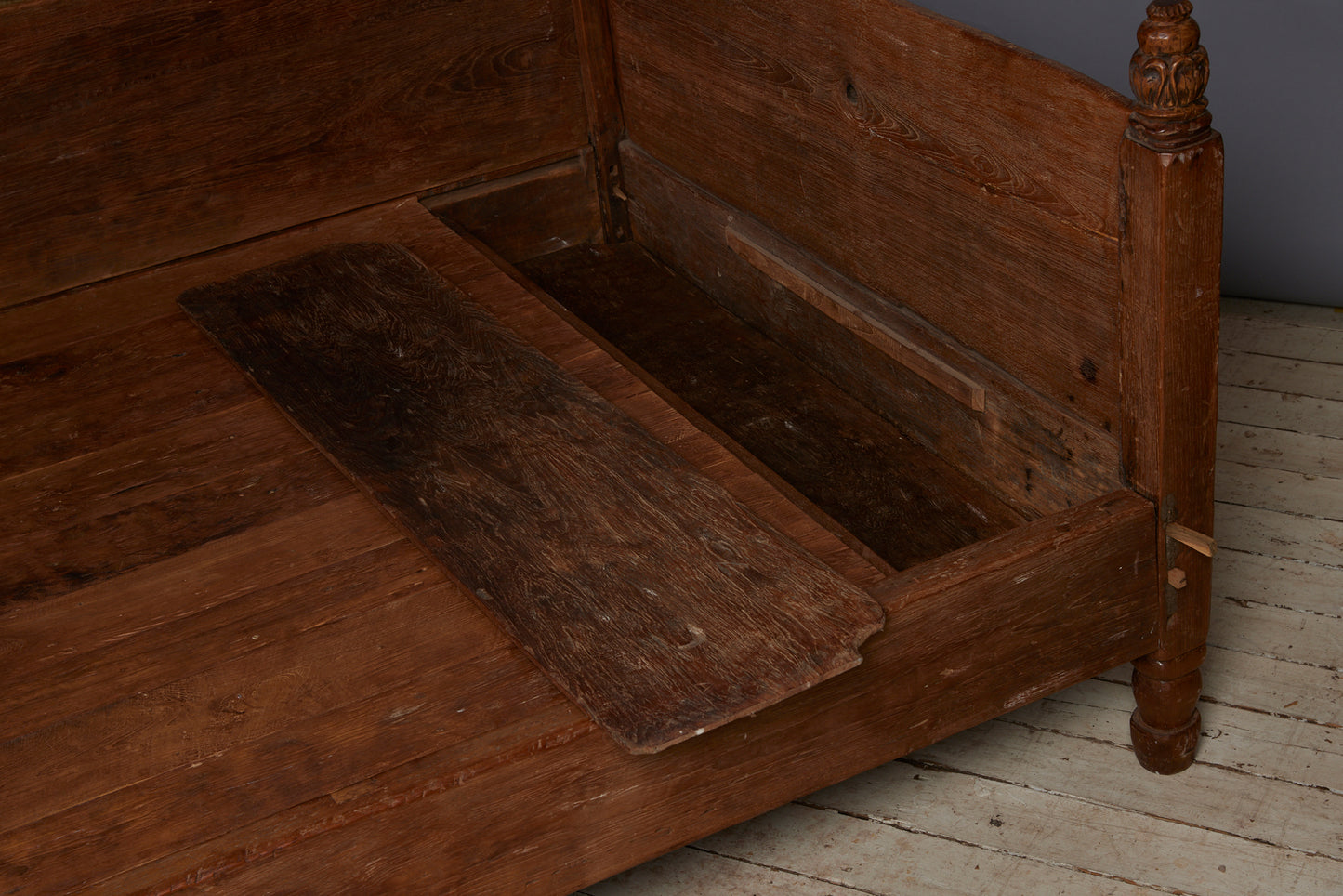 Mid to Late 19th Cent. Javanese Queen Size Teak Bed with a Hidden Compartment for Valuables