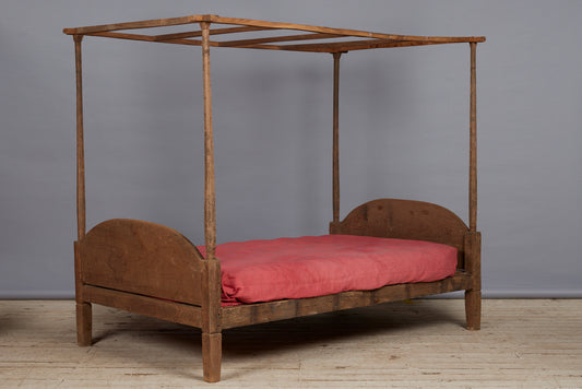 Mid to late 19th Cent. Dutch Colonial Twin Size Teak Canopy Bed