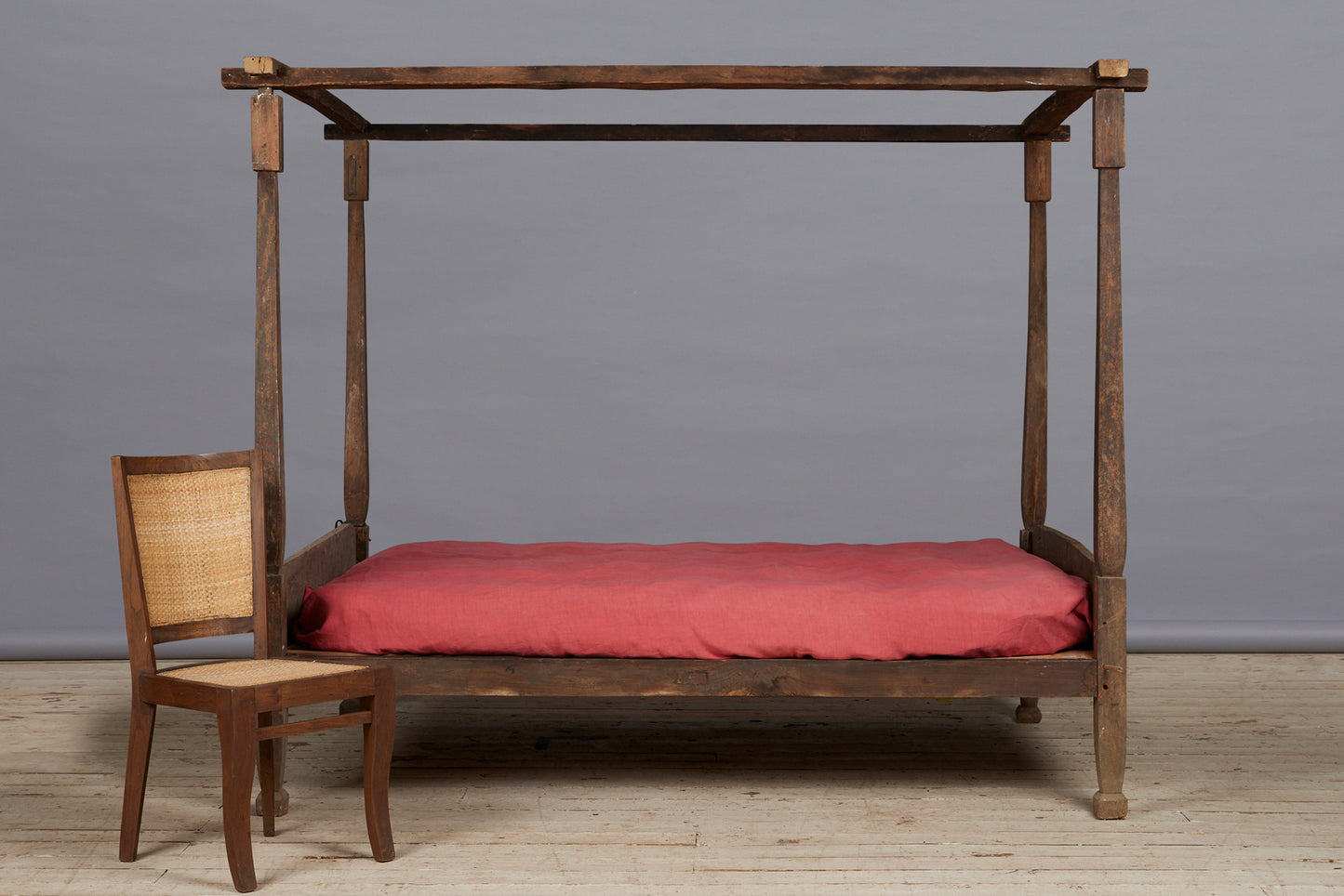 Queen Size Teak Dutch Colonial Simple Canopy Bed from Jakarta
