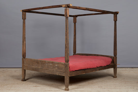 Queen Size Teak Dutch Colonial Simple Canopy Bed from Jakarta