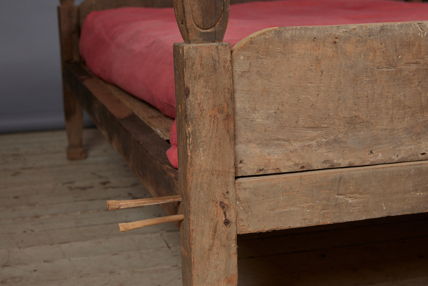 Queen Size Teak Dutch Colonial Simple Canopy Bed from Jakarta
