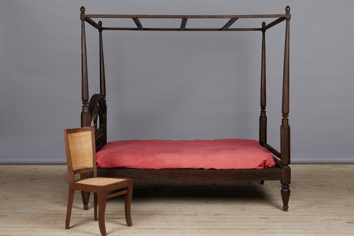 19th Cent. Ulin Queen Size Dutch Colonial Canopy Bed from Jakarta