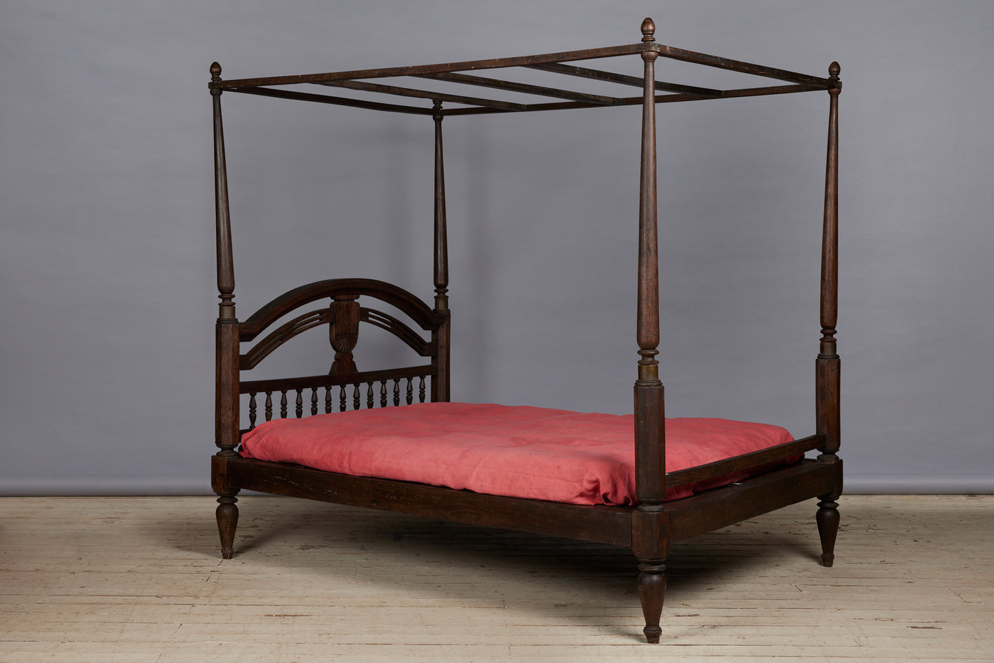 19th Cent. Ulin Queen Size Dutch Colonial Canopy Bed from Jakarta