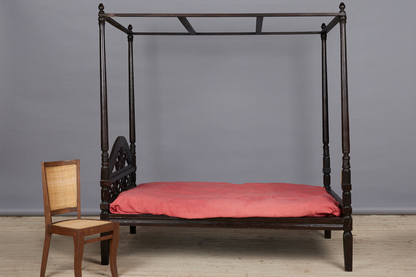 Late 19th Early 20th Cent. Ebonized Dutch Colonial Teak Canopy Bed