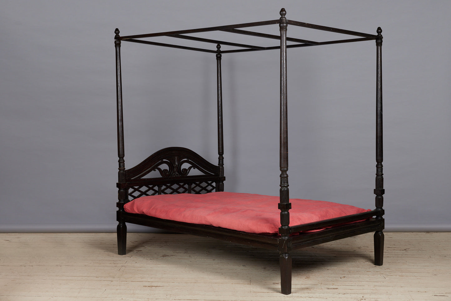 Late 19th Early 20th Cent. Ebonized Dutch Colonial Teak Canopy Bed