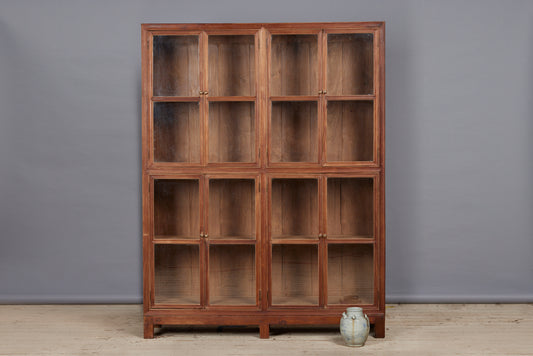 19th Cent. Ethnic Chinese Teak Glass Front Apothecary Cabinet from the Island of Java