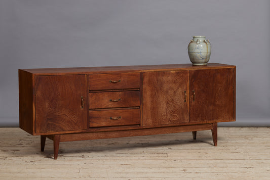 Mid Cent. Modern 3 Door 3 Drawer Teak Console from Java