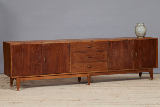 Mid Century Modern Teak Dutch Colonial 4 Door 3 Drawer Teak Console from Jakarta
