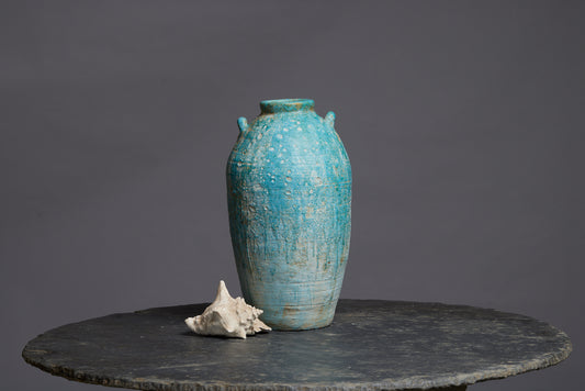 Extra Large Blue Glaze Borneo Storage Pot with Two Applied Handles