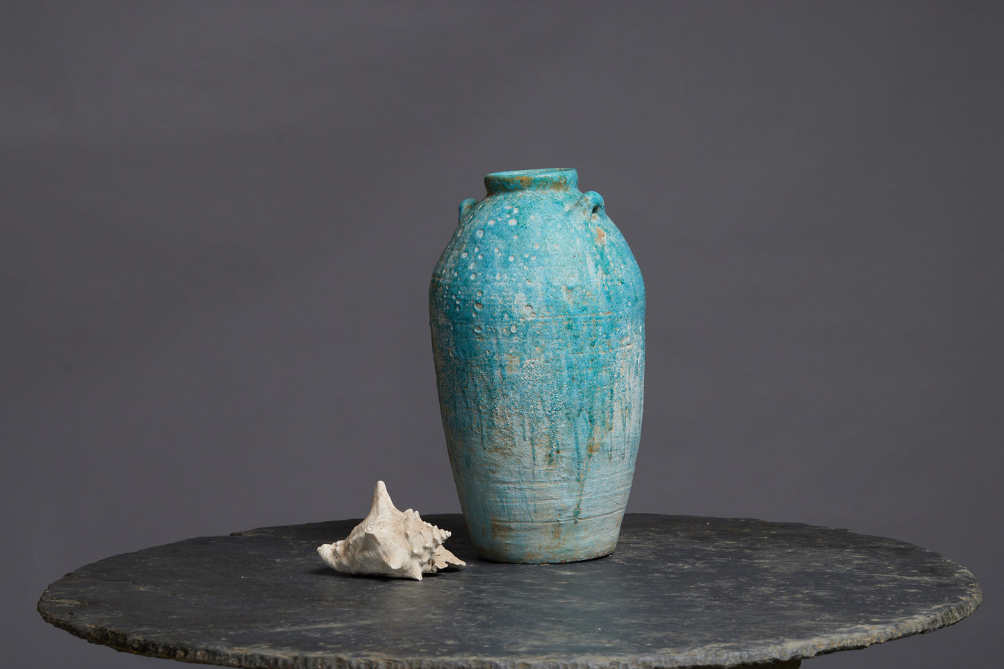 Extra Large Blue Glaze Borneo Storage Pot with Two Applied Handles