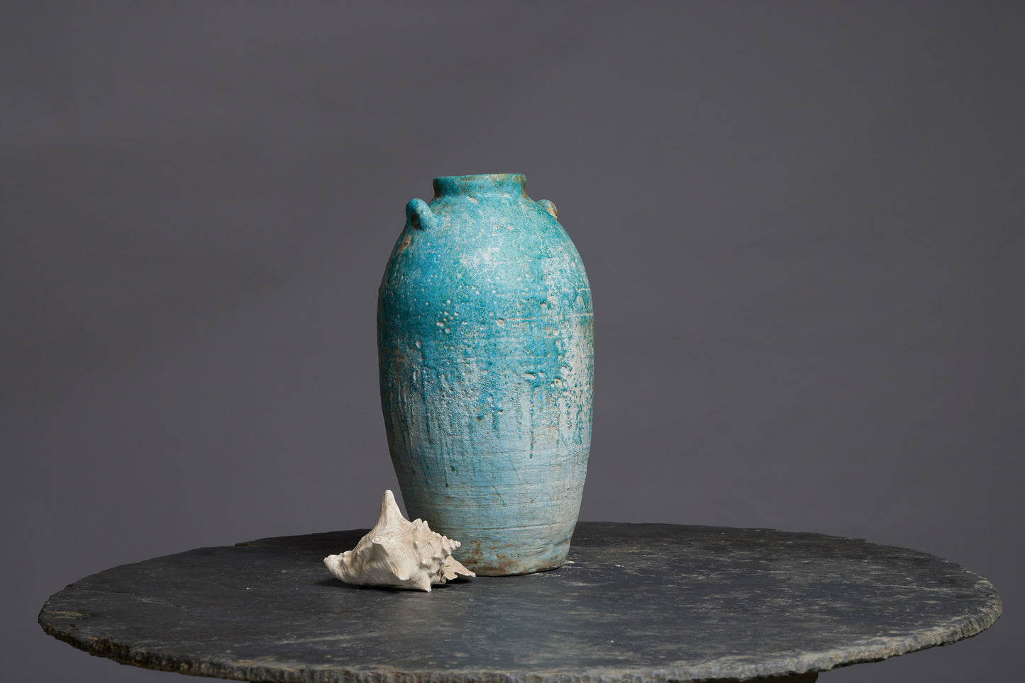 Extra Large Blue Glaze Borneo Storage Pot with Two Applied Handles
