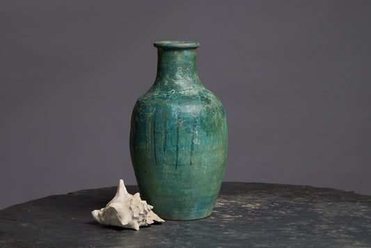 Tall Borneo Blue Green Glaze Storage Pot