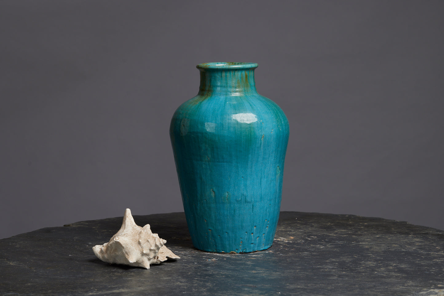 Big Blue Green Glaze Storage Pot from Borneo
