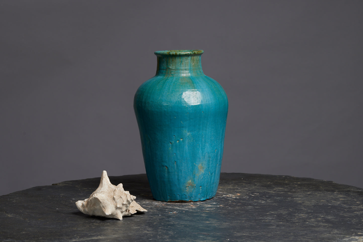 Big Blue Green Glaze Storage Pot from Borneo
