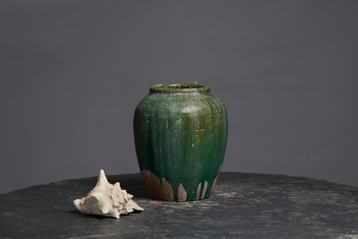 Medium Green Glaze Borneo Pot