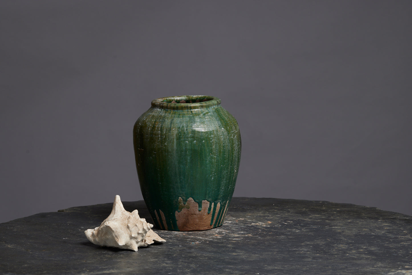 Medium Green Glaze Borneo Pot