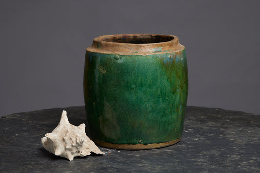Large Classic Green Glaze Borneo Storage Jar