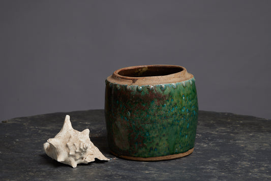 Medium Green Glaze Borneo Storage Jar