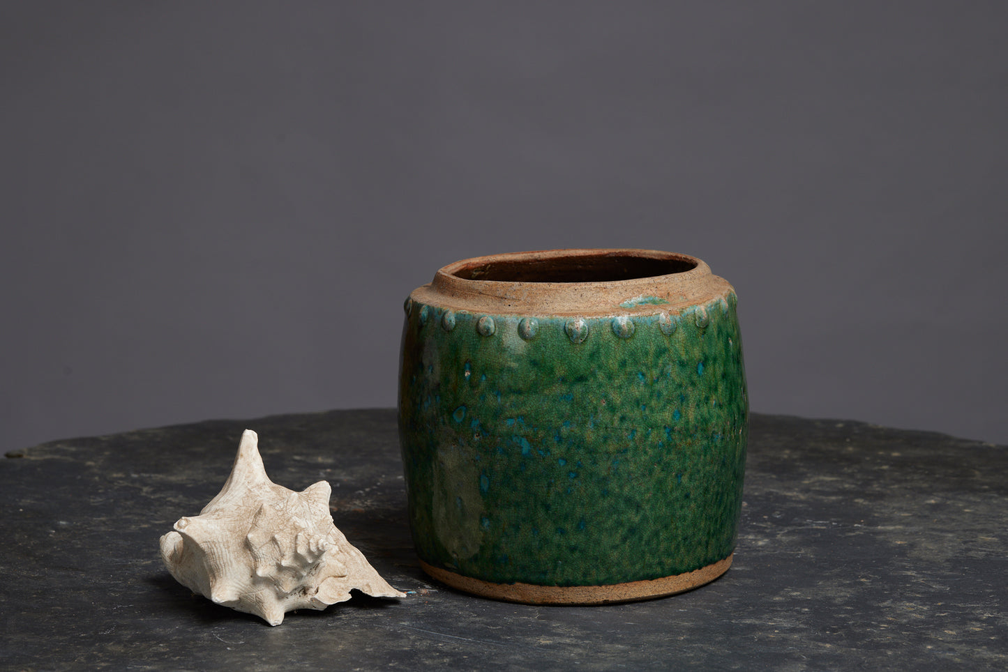 Medium Green Glaze Borneo Storage Jar