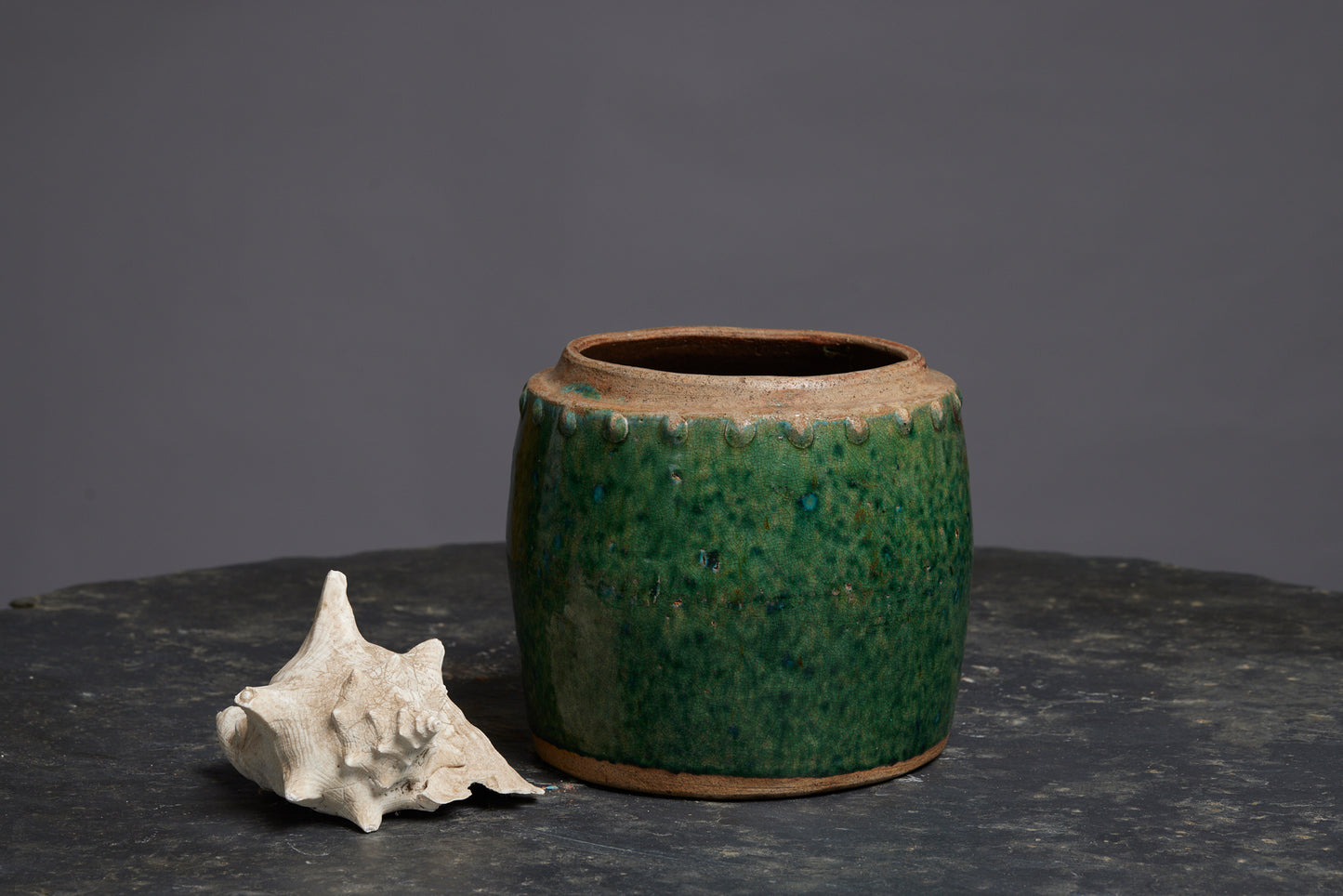 Medium Green Glaze Borneo Storage Jar