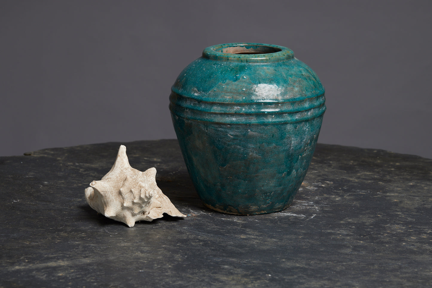 Large Green Glaze Borneo Pot with a Banded Shoulder