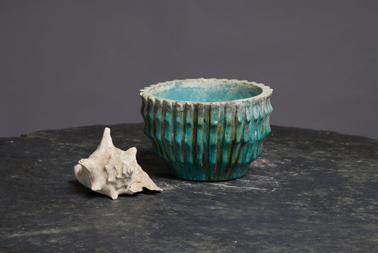 Blue Green Borneo Ribbed Pot