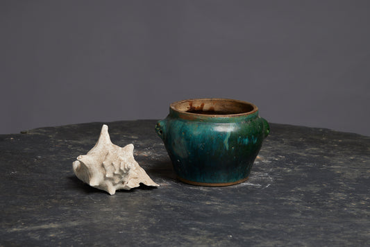 Green Glaze Borneo Ginger Jar with Foo Dog Handles