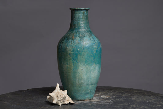 Very Large Blue Green Borneo Storage Vase
