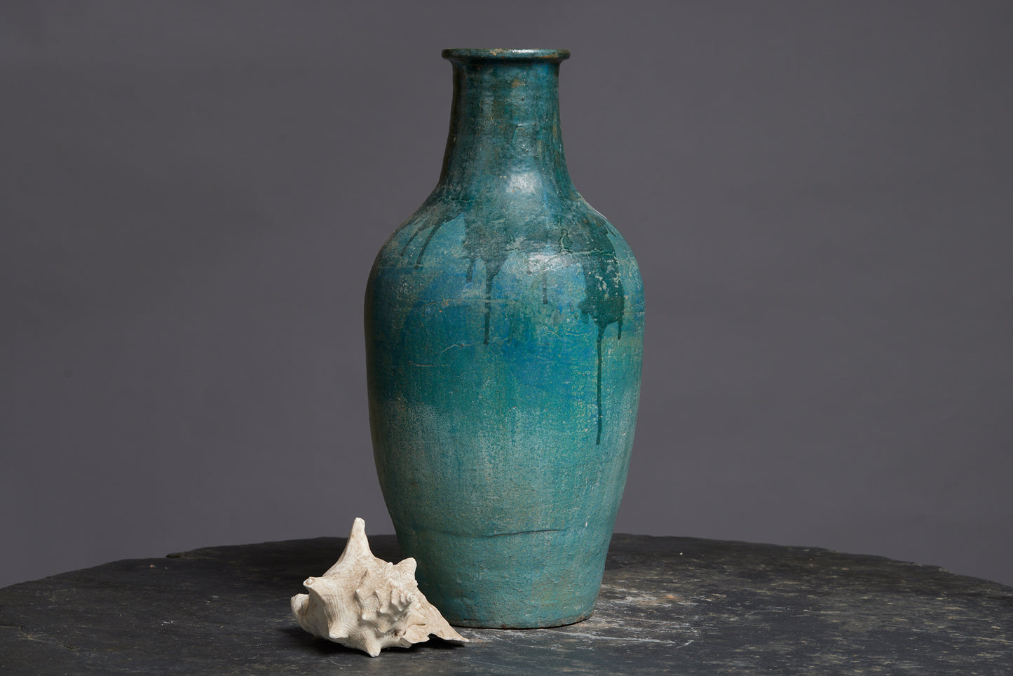 Very Large Blue Green Borneo Storage Vase