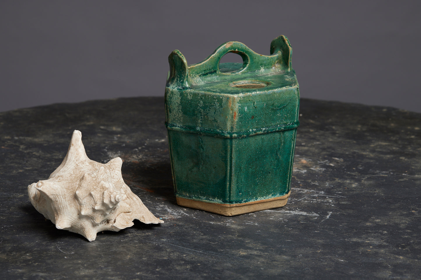 Green Glaze Holy Water Pot