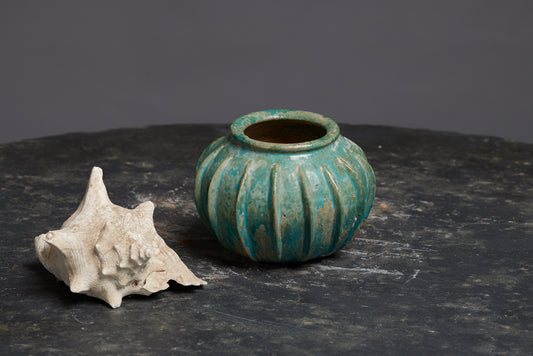 Small Pumpkin Shaped Green Glaze Borneo Pot