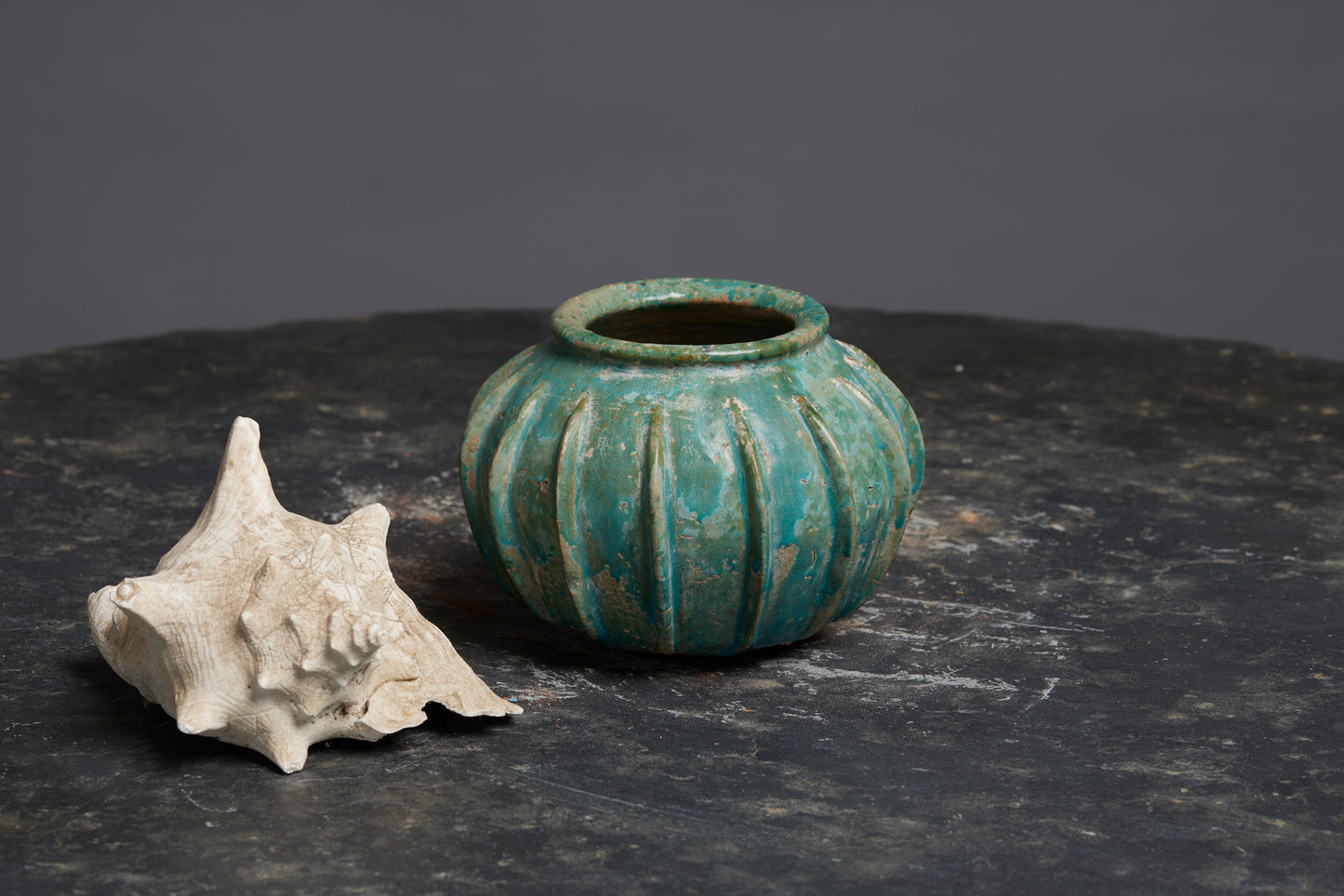 Small Pumpkin Shaped Green Glaze Borneo Pot