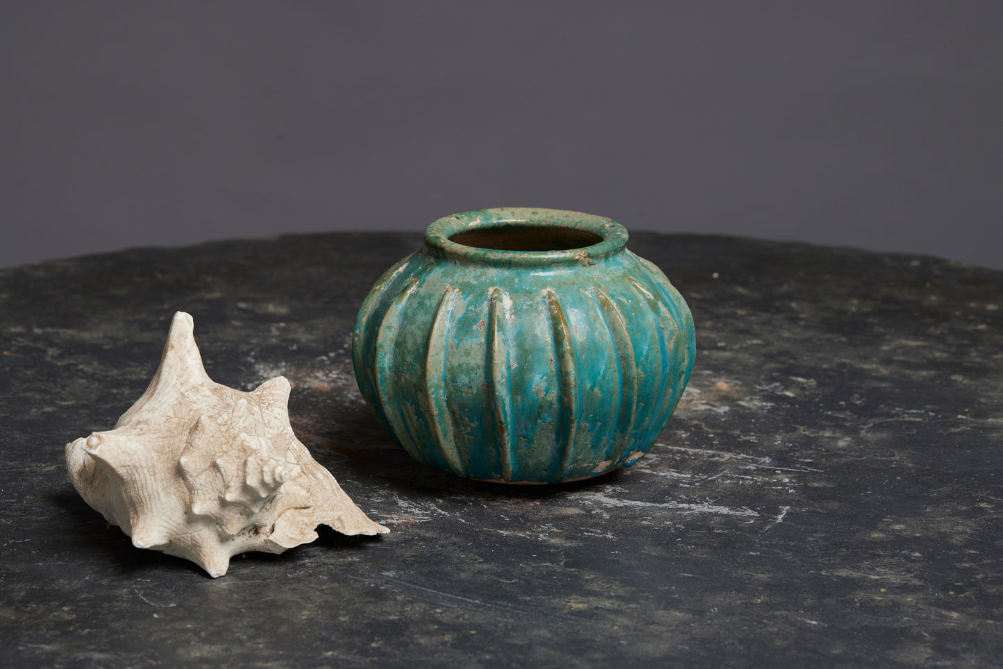 Small Pumpkin Shaped Green Glaze Borneo Pot