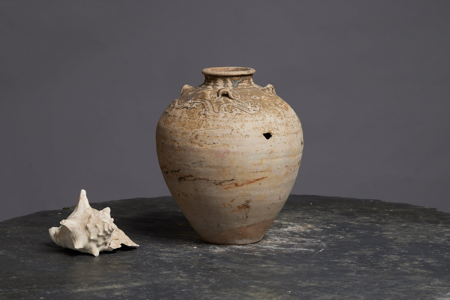 Large Andamanese Pot from the Musi River with Dragon Decorations